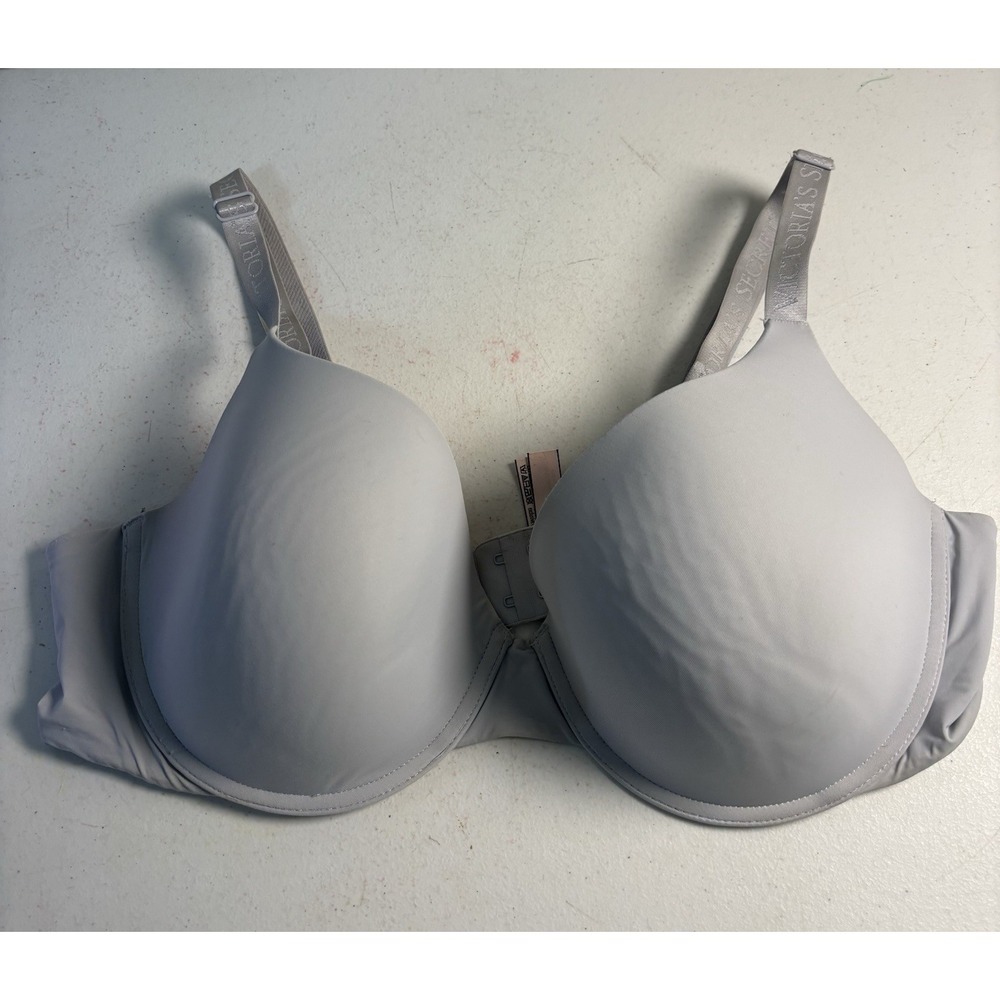 Victoria Secret Bra 40C T-shirt Lightly Lined‎ Demi Logo Straps Gray